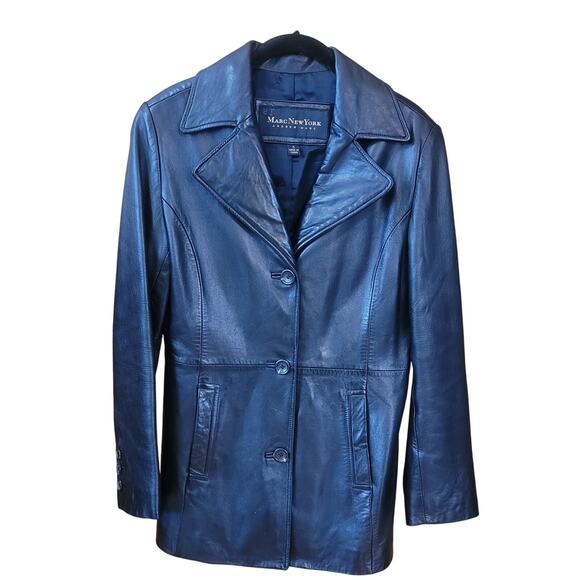 Marc New York by Andrew Marc Women’s Medium Leather Jacket Snap Pocket Coat - Picture 1 of 15